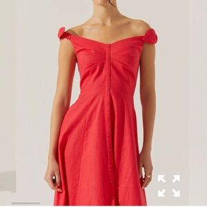 NWOT ASTR The Label | Charelin Linen Off Shoulder Dress